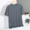 Camiseta de seda helada de verano para hombre, nueva camiseta deportiva de malla fresca, fina, de media manga, suelta, de color sólido, de secado rápido