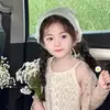 Faixa de Cabeça de Renda Branca Infantil para Meninas, Novo Modelo 2026, Estilo de Luxo, Acessório de Cabelo Lenço Triângulo Pastoral