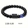 Amazon WISH Explosiones Calientes Pulsera Elástica de Doce Constelaciones Piedra Ojo de Tigre Ágata Pulsera de Cuentas de Color Mixto Tarjeta