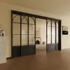Puerta corredera de tres eslabones, sistema perfecto retro estilo francés para cocina, dormitorio, balcón, puerta divisoria de sala de estar, puerta corredera de aleación de aluminio