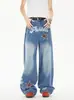 Pantalones Vaqueros Bordados Estilo Callejero Hip-Hop Americano 2025 para Hombres y Mujeres, Pantalones Casuales Sueltos de Pierna Ancha Tendencia Nacional