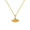 Collar de Hoja de Ginkgo Chapado en Oro, Collar de Diseño de Nicho de Lujo Ligero, Gargantilla de Regalo de Cumpleaños, Mismo Estilo que los Bloggers Europeos y Americanos, Acero de Titanio