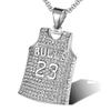 Collar con colgante de camiseta de baloncesto Jordan 23 de la marca BULLS Gold Diamond de Hip Hop