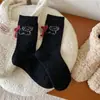 Calcetines de Felpa de Terciopelo con Lazo Estilo Coreano para Mujer Calcetines Medios de Perro Lindo Calcetines Gruesos Cálidos de Felpa de Lana Otoño/Invierno