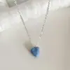 Azul Neblina bajo la Lluvia Azul Crema Coreano Aceite que Cae Collar de Amor Dulce Fresco Todo-partido Cadena para la Clavícula
