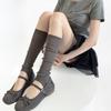 Calcetines Cubrepiés de Seda de Hielo Estilo Coreano Estilo Ballet para Mujer Aguja Fina Patrón Vertical Adelgazantes Estilo Ins Cubrepiernas Delgado Calcetines Apilados Miu