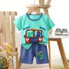 Traje de manga corta para niños, camiseta de algodón para niños, ropa de verano para bebés, pantalones cortos para niñas, ropa de bebé, venta al por mayor de verano