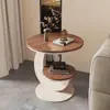Sala de estar sofá italiano moderno mesa de centro de luxo leve mesa redonda de dupla camada de placa de rocha mesa de canto pequena criativa sala de jantar mesinha de cabeceira varanda
