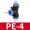 Conector pneumático T de plástico para tubo de ar, conexão rápida de diâmetro igual PE4mm8PY16 mm PEG10 de diâmetro variável 12PW16