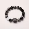 520 Pulsera de Pareja para el Día de San Valentín Obsidiana Natural Ópalo de Luz de Luna Cristal de Alta Calidad