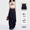Jeans Americanos Azul Escuro Largos de Perna Larga Soltos para Mulheres 2025 Verão Novo Estilo Casual Preguiçoso Calças Retas Comprimento Chão