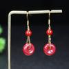 Aretes Pequeños con Broche de Princesa de la Paz Incrustados con Arena Dorada Púrpura de Alto Contenido de Cinabrio Natural en Piedra Cruda para Mujer, Colgante en Forma de Corazón