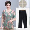 Camiseta de cuello redondo de verano para madres de mediana edad y mayores de 100,00 kg, camiseta de cuerpo especial para mujeres de talla grande, camisa de estilo extranjero de manga corta para abuelas de 50 y 60 años