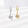 Brincos de argola com orelha de coelho do zodíaco, estilo menina fresh japonês e coreano, brinco de argola com orelha de coelho com micro cravação de diamantes, brinco brinco