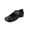 Zapatos Mary Jane Lavados de Cuero Versátiles de Doble Botonadura Estilo Francés 2026 Primavera Tacón Bajo Punta Redonda de Cuero Genuino para Mujer
