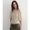 Suéter de Punto Suave con Cuello Redondo, Borde Rizado y Mangas Abullonadas de Lana de Alpaca, Manga Corta Semitransparente para Mujer en Otoño de ChuWu STUDIO