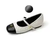 Zapatos Mary Jane de Piel de Oveja Estilo Chanel con Tacón Oculto de 5 cm para Mujer 2026 Nuevos Zapatos Planos de Ballet con Patrón de Diamantes