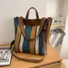 Bolso de gran capacidad para mujer, nuevo bolso de lona a rayas para el verano de 2026, bolso de hombro tipo tote casual, bolso de mano para viaje