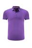 Camisa polo para publicidade de negócios de grupo, bordado, imitação de seda de amoreira, borda na cor pérola, manga curta roxa, lapela