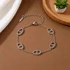 Conjunto de Pulsera, Collar y Pendientes Doble D de Lujo de Gama Alta para Mujer, Acero Inoxidable Chapado en Oro de 18 Quilates con Diseño de Nariz de Cerdo Incrustada de Diamantes