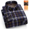 Popular Camisa Cálida de Invierno para Hombre con Felpa Gruesa de Manga Larga a Cuadros Ropa Casual para Papá de Mediana Edad y Adultos Mayores