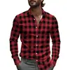 Camisas de Negocios para Hombre Transfronterizas con Patrones de Cuadros Rayados, Camisas de Manga Larga para Hombre, Tops de Primavera de Cuello con Botones