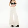 Estilo Nuevo de Principios de Primavera Jeans de Algodón Casual Suaves y Cómodos de Corte Acampanado No Ajustados para Mujer con Diseño de Retazos y Efecto Adelgazante