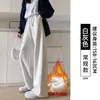 Pantalones deportivos grises de pierna ancha, corte slim, para mujer, nuevo estilo otoño 2026, pantalones de chándal holgados casuales de pierna recta, con caída, para personas petite