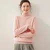 Nuevo suéter de cachemira de cuello alto para mujer, con cuello alto, corte holgado, material grueso, color liso simple y diseño de punto pullover