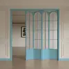 Puerta Corredera Plegable Negra Estilo Francés Retro de Marco Ultraestrecho Puerta de División para Cocina Balcón Dormitorio Puerta Corredera con Riel de Aluminio en Techo