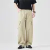 Verano 2026 Nuevo Moda Americana de Calle Cordón Ropa de Trabajo Holgado Caqui Scimitar Pantalones Casuales Cintura Media