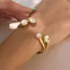 Pulsera Elegante y Discreta de Acero de Titanio, No se Desvanece, Joyería de Circonita de Alta Gama para Mujer, Anillo Abierto en Forma de C, Joyería de Venta Caliente Transfronteriza al por Mayor
