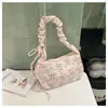2026 nueva bolsa cruzada de pana con lazo y forma de corazón estilo coreano, bolso de hombro de moda para mujer, bolsa cuadrada versátil y chic