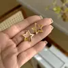 Hebilla de Oreja de Estrella Estilo Coreano de Plata de Ley S925 Pendientes de Estrella de Cinco Puntas Frescos Simples de Uso Diario Versátiles Joyería de Moda de Gama Alta