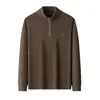 Sudadera con Media Cremallera de Lana de Camello y Seda DeRong para Hombre Otoño Invierno Logo Pequeño de Pony Manga Larga Abrigada Calidez Capa Base para Hombre