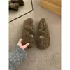 Sapatos Rasos de Pelo Estilo Fada para Mulheres, Novo Modelo Outono e Inverno 2026, Laço, Forrados com Lã, Moccasins Quentes, Sapatos de Algodão, Sapatos de Calçar