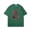 Camiseta de Verano Pesada Marca Americana de Moda Tendencia Retro Algodón Puro Streetwear Manga Corta Diseño para Hombre Holgada Top de Media Manga