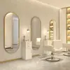 Barbería Salón de Belleza Especial Espejo de Peluquería Clásico con Marco de Aleación de Aluminio Espejo de Alta Definición Montado en Pared Instalación Conveniente Espejo Plateado
