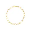 Pulsera Doble Ajustable Anillo Pequeño Ovalado Flor Plata S925 Italiana