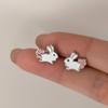 Aretes pequeños de conejo nueva tendencia corazón de niña dulce lindo animal infantil divertido Meng Meng joyería para la oreja suministro al por mayor
