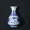 Botella de Pared Zen China Florero de Porcelana Azul y Blanca Cerámica Adornos de Oficina Artesanías Colgante de Pared Simple para el Hogar Pequeño Florero