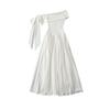 Ap25339-25 Nuevo Estilo de Verano Estilo Francés Vestido de Hombro Único de Puro Deseo con Cintura de Cinta y Falda Larga de Secado Rápido