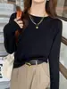 Suéter de punto para mujer, top de capa base, suéter holgado de manga larga con cuello redondo, modelo de venta al por mayor de fábrica, otoño e invierno 2026