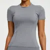 Camiseta Feminina de Verão Slimming de Manga Curta Ajustada Transfronteiriça Fitness Corrida Slim Yoga