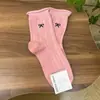 [Meias para Mulheres Importadas de Dongdaemun, Coreia do Sul] Novo Estilo Outono e Inverno Meias de Algodão de Comprimento Médio com Bordas Enroladas e Laços em Estilo Doce