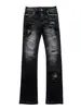 Jeans Vintage Desgastados Oscuros Retro Decorados con Metal Estilo High Street Americano Modelo Transfronterizo Nuevo Otoño e Invierno