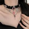Collar Colgante de Calavera Corazón Hip-Hop de Moda para Mujer, Cadena de Clavícula Elegante y Única