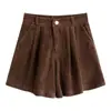 2026 Novos Shorts de Veludo de Cintura Alta Wide Leg Outono Inverno Feminino Estudante Emagrecimento Caimento Tamanho Grande Calças com Cintura Elástica