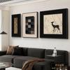 Pintura Decorativa para Sala de Estar Estilo Medieval, Pintura de Parede para Fundo de Sofá Retrô Francês, Tríptico Estético de Alto Padrão Estilo Chinês Novo