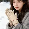 Guantes con Pantalla Táctil Invierno Cálidos para Mujer Gruesos Estudiantes Invierno Estilo Coreano Ins Dibujos Animados Lindos Guantes para Ciclismo